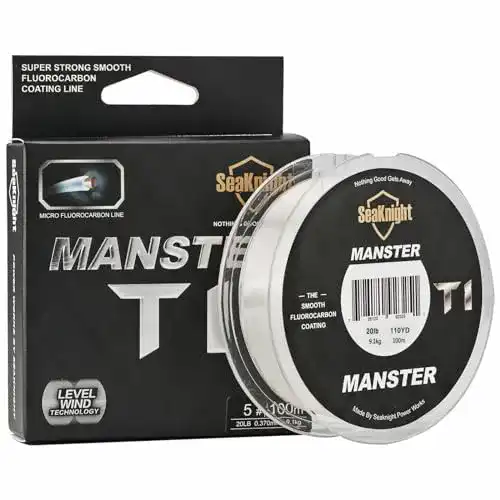 Angelschnur SeaKnight T1 Fluorocarbon Einzelsaiten Fluorkohlenwasserstoff beschichtet 100m/110yds Karpfen Angeln Monofilamen