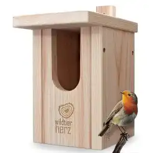 Nistkasten Rotkehlchen wildtier herz I Vogel aus Massiv-Holz