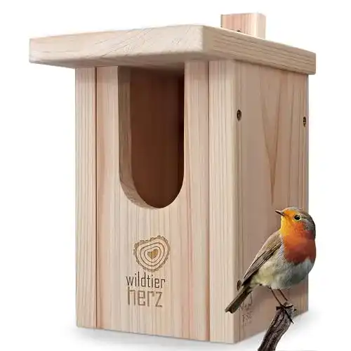 Nistkasten Rotkehlchen wildtier herz I Vogel aus Massiv-Holz