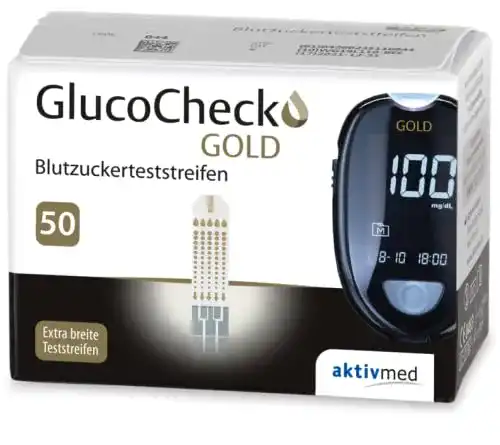 Glukose-Teststreifen aktivmed GlucoCheck Gold 50 Stück
