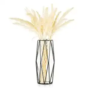 Bodenvase Glasseam Glasblumenvase mit Metallregalständer