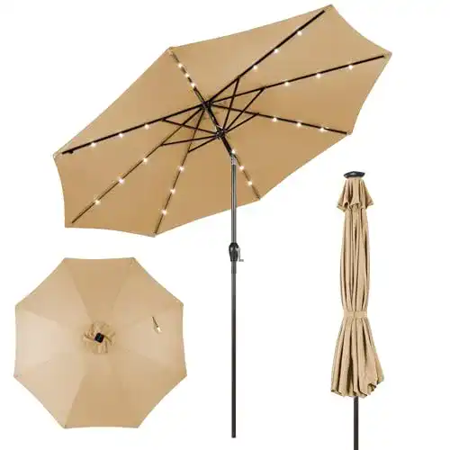 Sonnenschirm mit LED COSTWAY Ø300cm LED Sonnenschirm