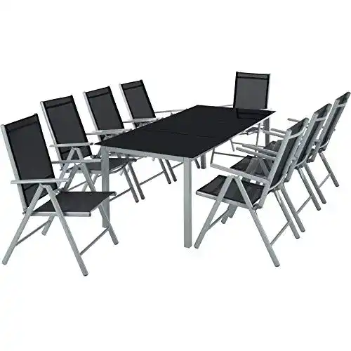 Alu-Gartenmöbel TecTake Aluminium Sitzgarnitur 8+1 Sitzgruppe