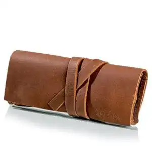 Brillenetui hecho. Pablo (Dark Wood) – Handgefertigt, 100% Leder