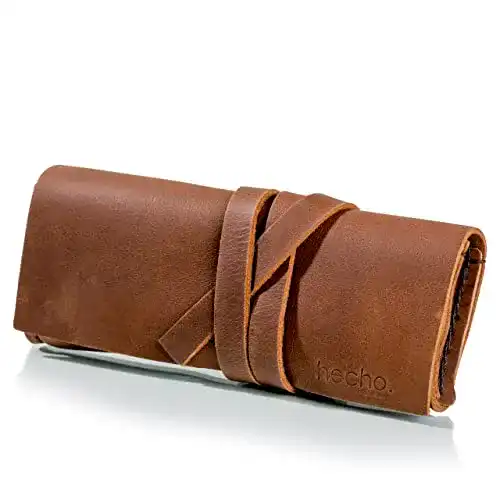 Brillenetui hecho. Pablo (Dark Wood) – Handgefertigt, 100% Leder