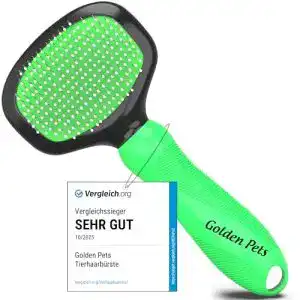 Tierhaarbürste Golden Pets Softbürste + E-Book Pflegehandbuch