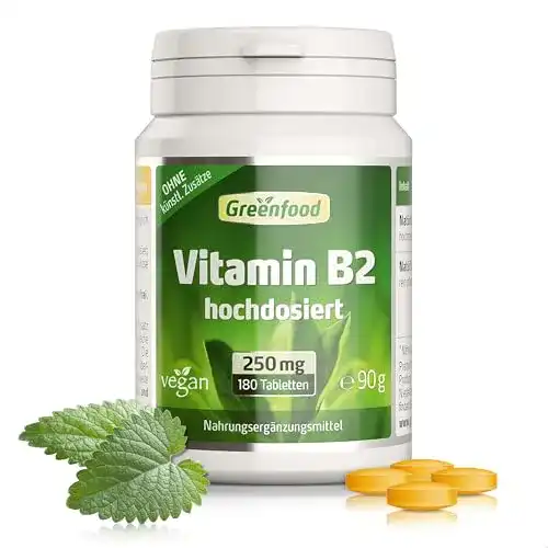 Riboflavin Greenfood Vitamin B2, 250 mg, hochdosiert, 180 Tabl.