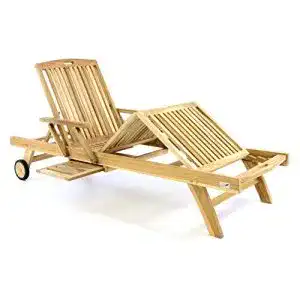 Teak-Gartenliege Divero Sonnenliege Garten Relax inkl. Räder