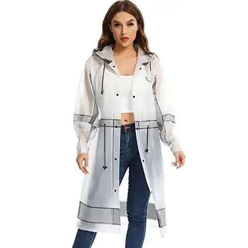 Durchsichtiger Regenmantel UNIQUEBELLA Leicht Regenmantel Regenponcho