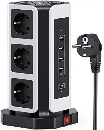 Steckdosenleiste mit USB-C NVEESHOX 9 Fach mit 5 USB