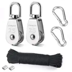 Flaschenzug TooTaci 2 Stück 25MM Umlenkrolle, Tragkraft 150 kg