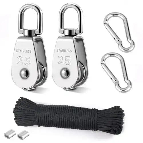 Flaschenzug TooTaci 2 Stück 25MM Umlenkrolle, Tragkraft 150 kg