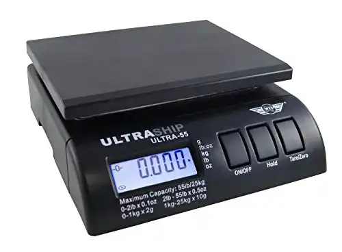 Paketwaage My Weigh Ultra-55 bis 25kg . Mit extra Briefhalter