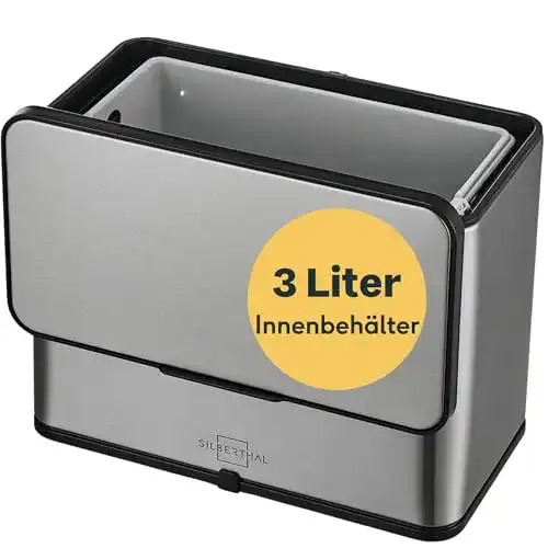 Biomülleimer SILBERTHAL Küche 3L klein Edelstahl mit Deckel
