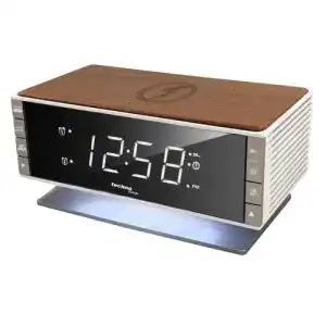 Radiowecker Holz Technoline mit Qi-Ladefläche Retro WT487