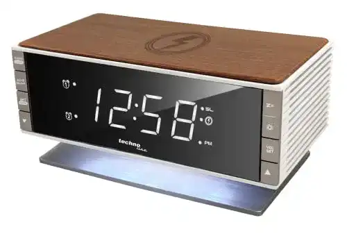 Radiowecker Holz Technoline mit Qi-Ladefläche Retro WT487