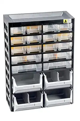 Kleinteilemagazin Allit 458160 Kleinteiledepot, 16 Schübe, 4 Boxen