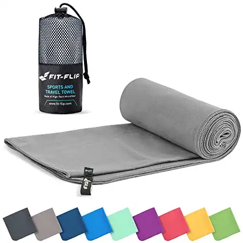 Mikrofaser-Handtuch Fit-Flip Sporthandtuch, 100x200cm grau