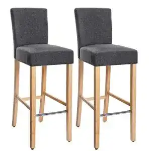 Barhocker SONGMICS, 2er Set, Barstühle mit Lehne, Massivholz