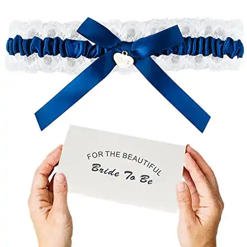 Strumpfband ILLUVA Blau Weisses für Hochzeit, etwas Blaue
