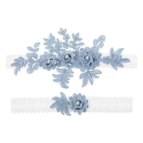 Strumpfband Amosfun 2 Stück Hochzeit Blume Spitze Strass