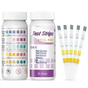 Pooltester Homtiky PH Teststreifen Pool, 5 in 1 Wassertester 100 St.