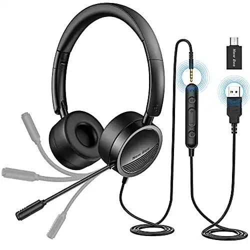 USB-Headset New bee PC Headset mit Mikrofon USB/3,5mm