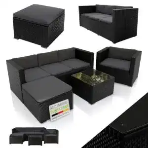Rattan-Gartenmöbel Juskys Polyrattan Lounge Punta Cana L
