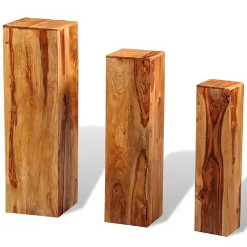 Holzsäule vidaXL Sheesham Holz Massiv Blumensäule 3-TLG.
