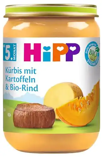 Hipp-Babynahrung HiPP Kürbis mit Kartoffeln und Bio-Rind, 6er