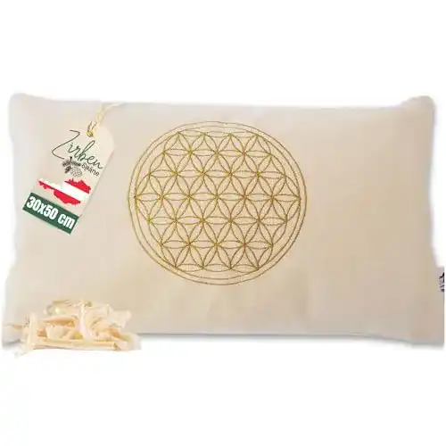Zirbenkissen myZirbe Blume des Lebens mit Inlett 30×50 cm