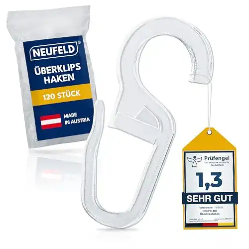 Gardinenhaken NEUFELD ® 120 Überklipshaken mit 10mm Öse