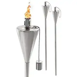 Gartenfackel Praknu 2 Fackeln Set Edelstahl 115cm, Glasfaserdocht