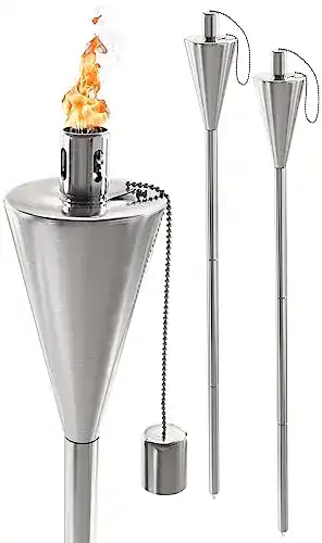Gartenfackel Praknu 2 Fackeln Set Edelstahl 115cm, Glasfaserdocht