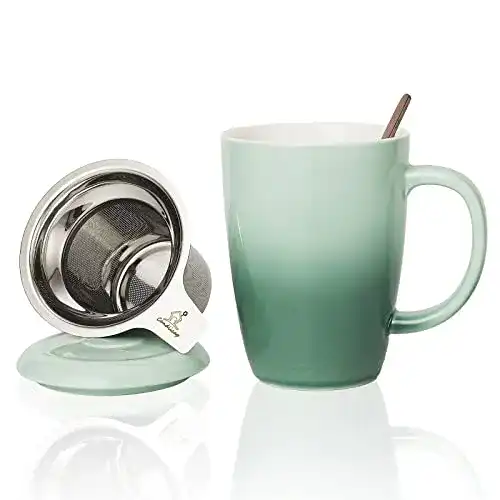 Teetassen Candiicap Keramik Teetasse mit Sieb, Deckel und Löffel