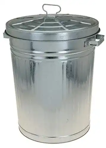 Metalltonne Spetebo Zink Abfalleimer mit Deckel 55 Liter