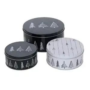 Keksdose CasaJame 3er Set Metall Plätzchendose mit Tannenbaum