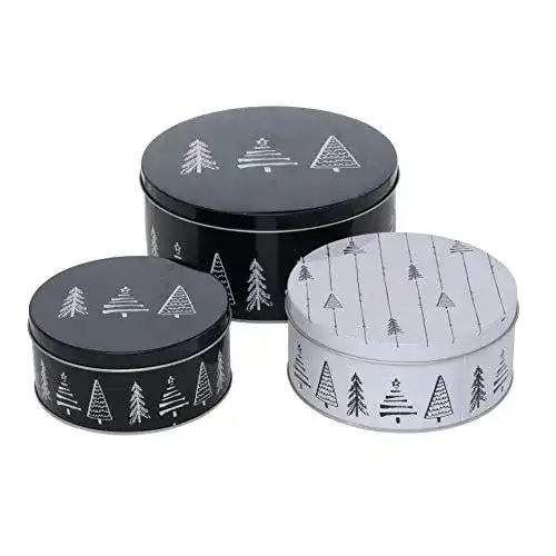 Keksdose CasaJame 3er Set Metall Plätzchendose mit Tannenbaum