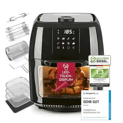 Heißluftfritteuse GOURMETmaxx Digitale XXL, 9 Liter, ohne Fett