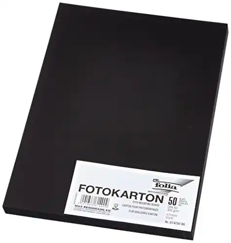 Fotokarton folia 614/50 90 – DIN A4, 300 g/qm, 50 Blatt, schwarz