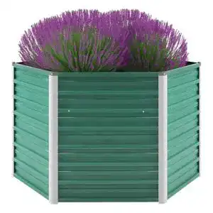 Hochbeet vidaXL Verzinkter Stahl 129x129x77cm Grün Gartenbeet