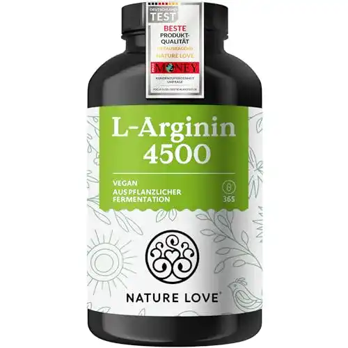 L-Arginin Nature Love ® 365 vegane Kapseln, hochdosiert