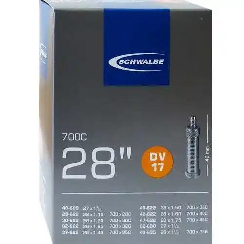 Fahrradschlauch Schwalbe DV17 mit Blitzventil ~ 28″ ~