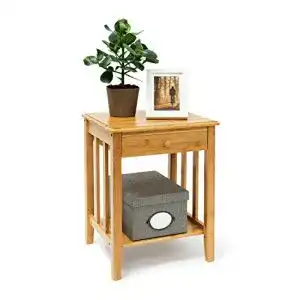 Nachttisch Holz Relaxdays Bambus Beistelltisch mit Schublade