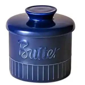 Französische Butterdose COKPAPA Butterdose aus Porzellan, blau