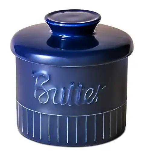 Französische Butterdose COKPAPA Butterdose aus Porzellan, blau