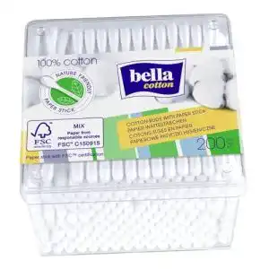 Wattestäbchen Bella Cotton mit Papierschaft in praktischer Box