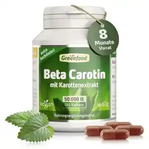 Beta-Carotin Greenfood Beta Carotin, 50.000 i.E. (30 mg), 120 Kaps.