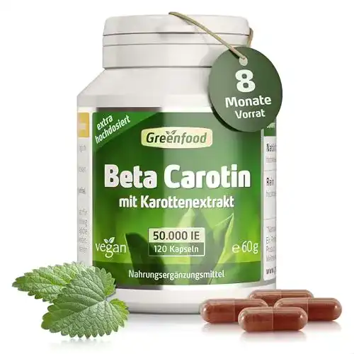 Beta-Carotin Greenfood Beta Carotin, 50.000 i.E. (30 mg), 120 Kaps.