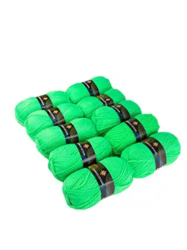 Grüne Wolle PSYWORK 10er-Pack 50g Schwarzlicht Neon Grün